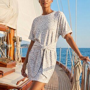 NEW! $198 Rebecca Minkoff Gray Leopard Print Belted Dress M